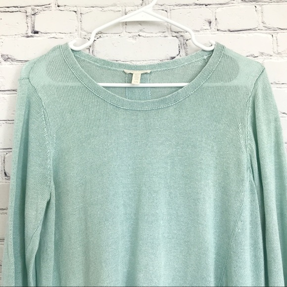 Eileen Fisher Sweater 100% Linen Pale Green Lightweight Size Large - Picture 2 of 9